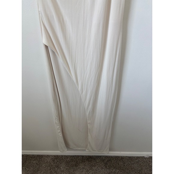 NWT women's Abercrombie & Fitch One-Shoulder Ribbed Maxi Dress – White – XL - Picture 4 of 9